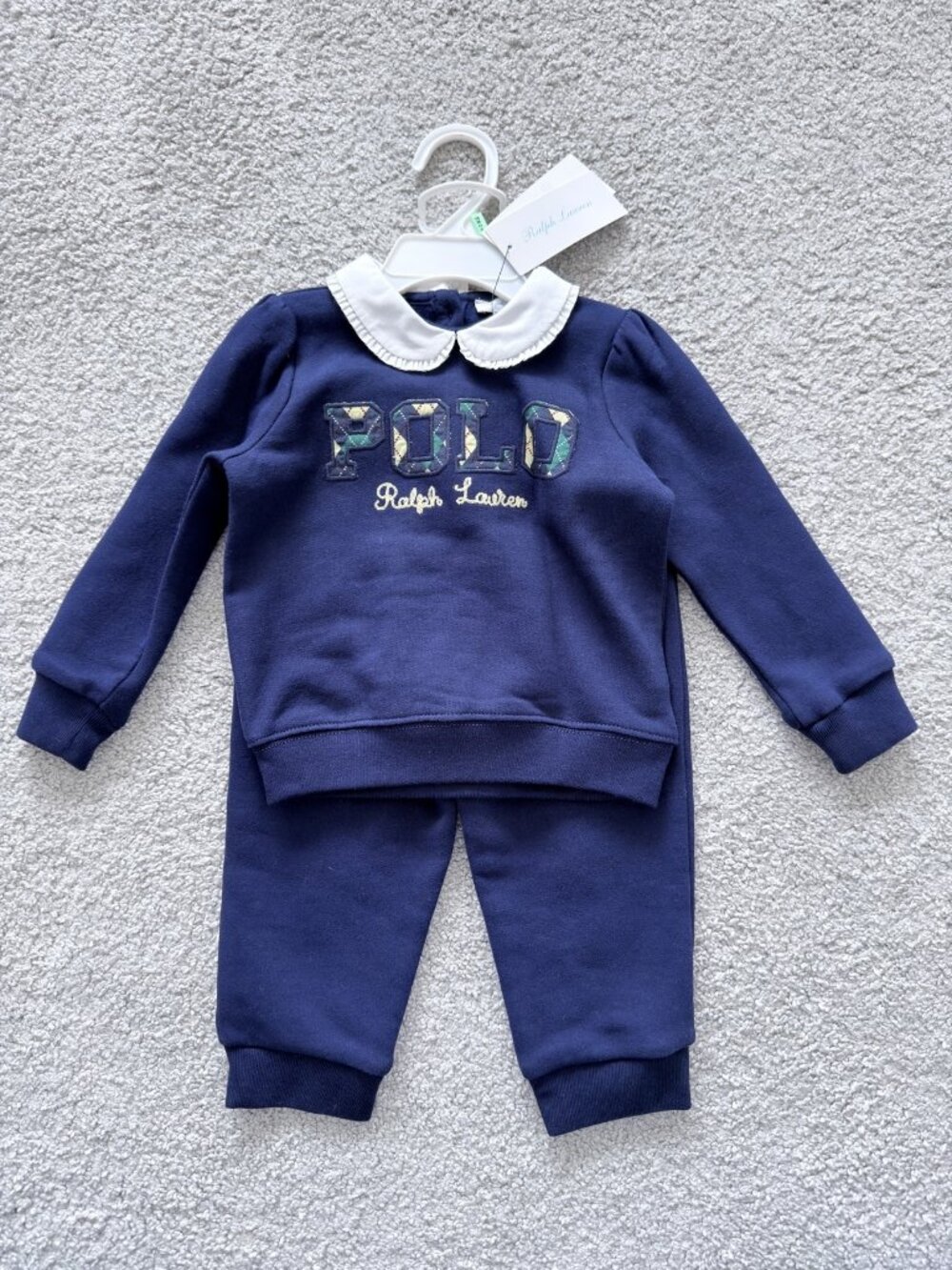 NWT Ralph Lauren Baby Girl 2-Piece Sweatshirt Set 18M Navy Blue